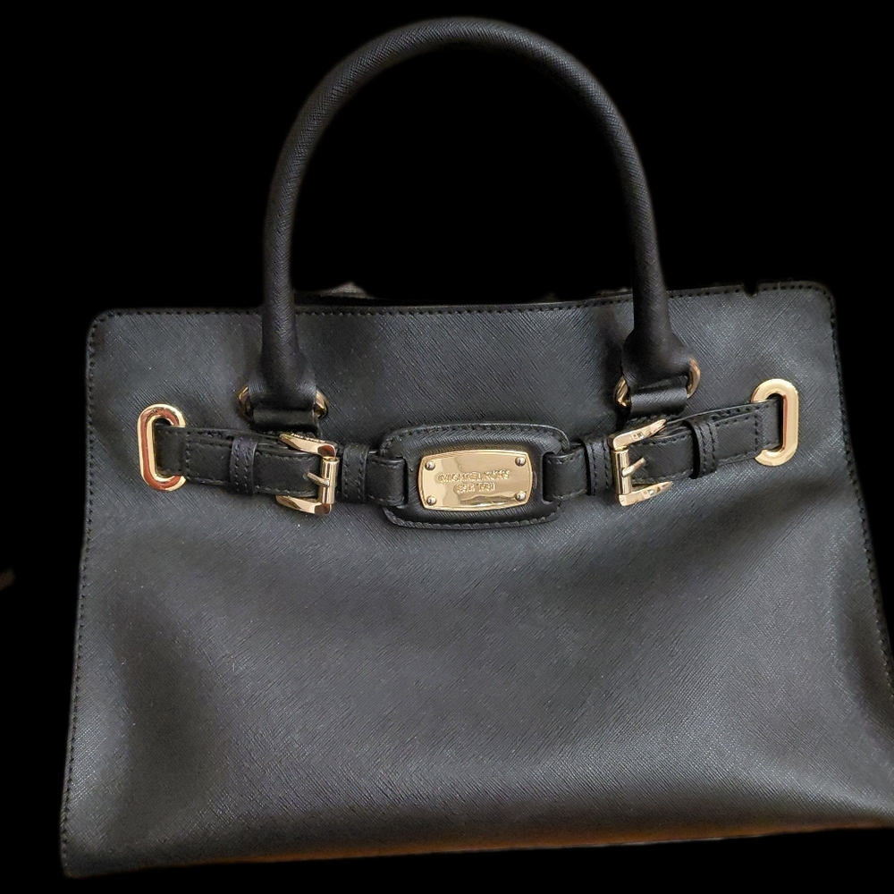 Michael Kors Black Satchel with Gold Details
